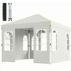 9.6 x 9.6 ft Pop Up Canopy Tent with Sidewalls, One Push Setup, UPF50+ Portable Instant Canopy Shelter, White