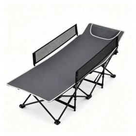 Gray No-Assembly Portable Toddler Camping Bed, Elevated Foldable Kids Sleepover Cot with Anti-Roll Mesh Baffles Stable Support Frame, Lightweight (Option: Default Title)