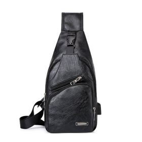 Casual Fashion Men's USB Charging Chest Bag (Option: Black)